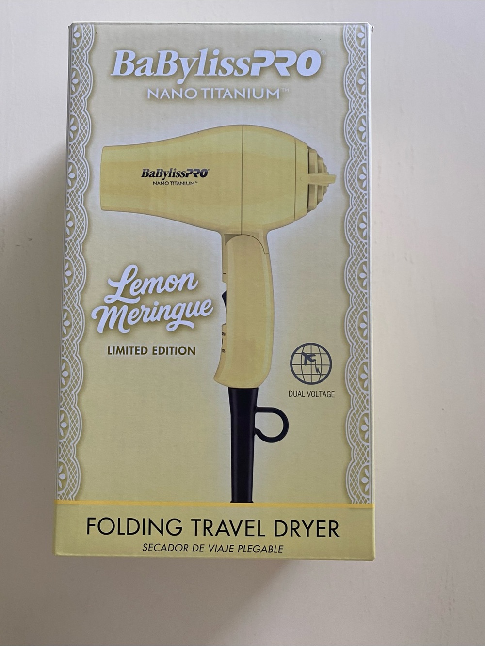 BaBylissPRO Lemon Meringue Travel Hair Dryer - Yellow